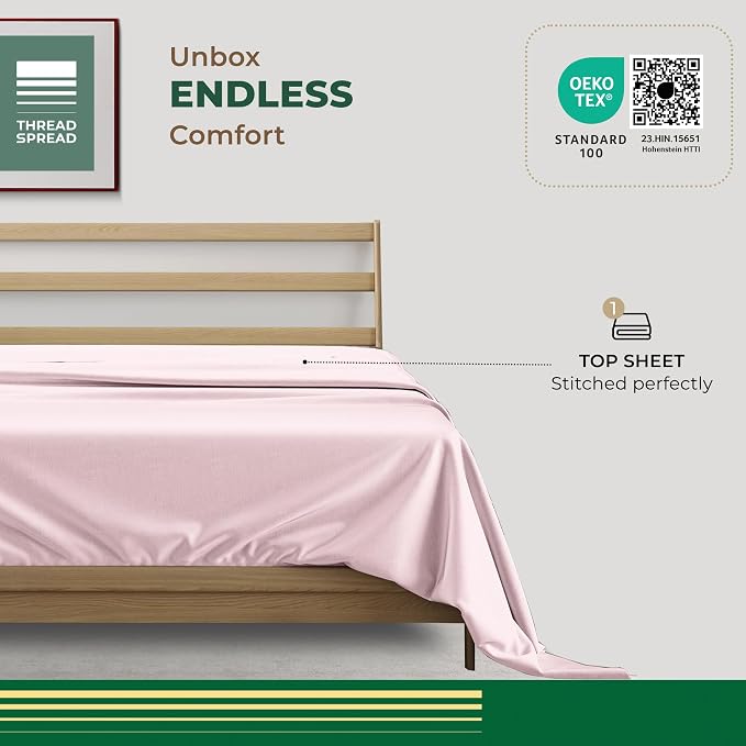 THREAD SPREAD 100% Organic Cotton Percale Flat Sheet Queen Size - Image 3