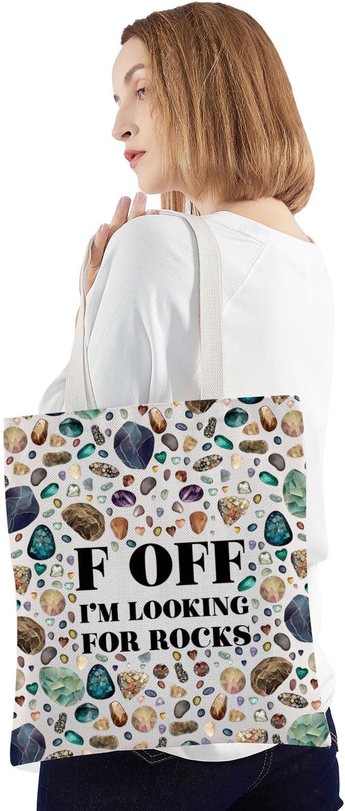 JNIAP Rock Collector Tote Bag Rock Lover Gift Geologist Gift F Off I'm Looking - Image 6