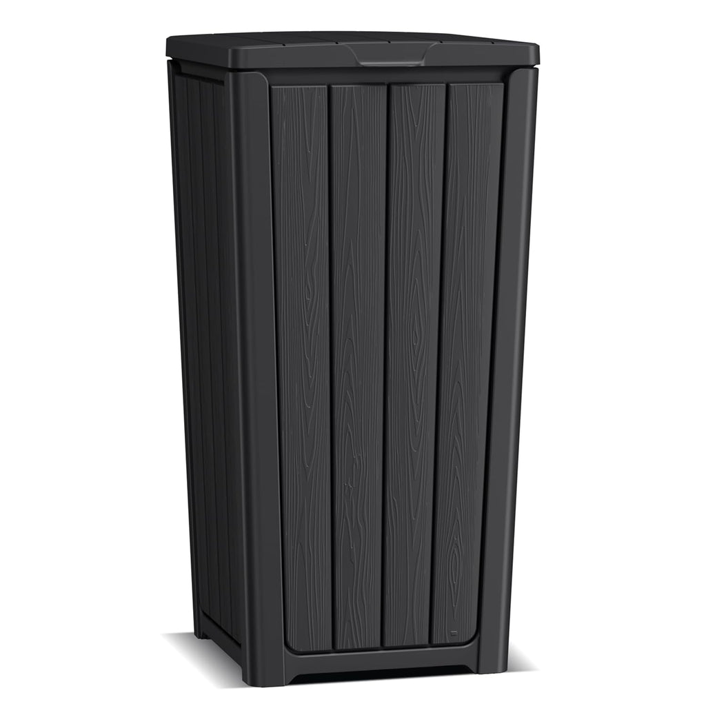 EasyUp Outdoor Trash Can with Lid, Waterproof and Sunscreen Resin Garbage Cans, Outside Trash Bin for Patio, Kitchen, Deck or Backyard(Black)