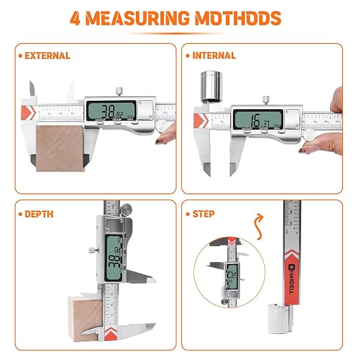 HARDELL 6" Digital Caliper, All-Metal Electronic Micrometer - Image 5