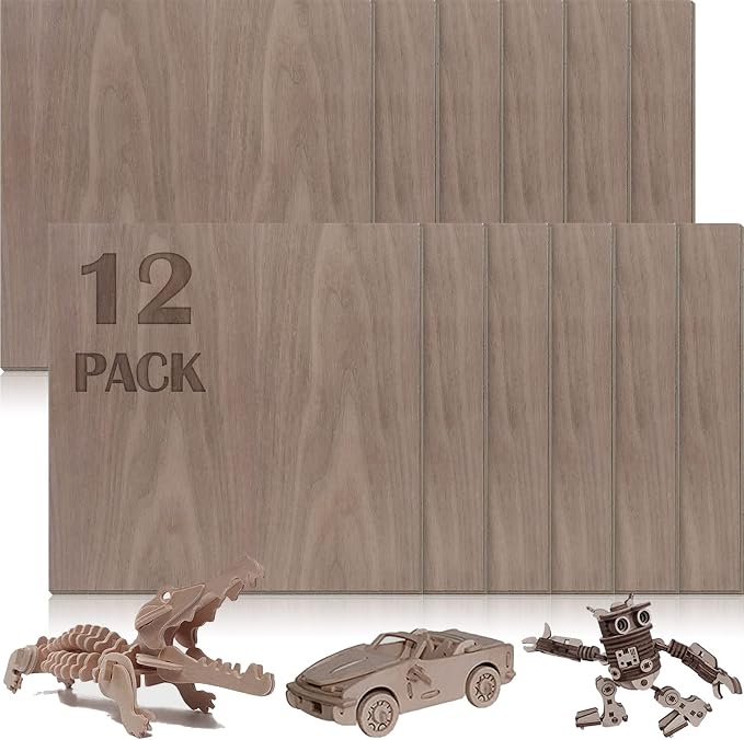 12 Pcs Walnut Unfinished Wood Craft, School DIY Projects, CNC Cutting, Wood by Vemkyrio