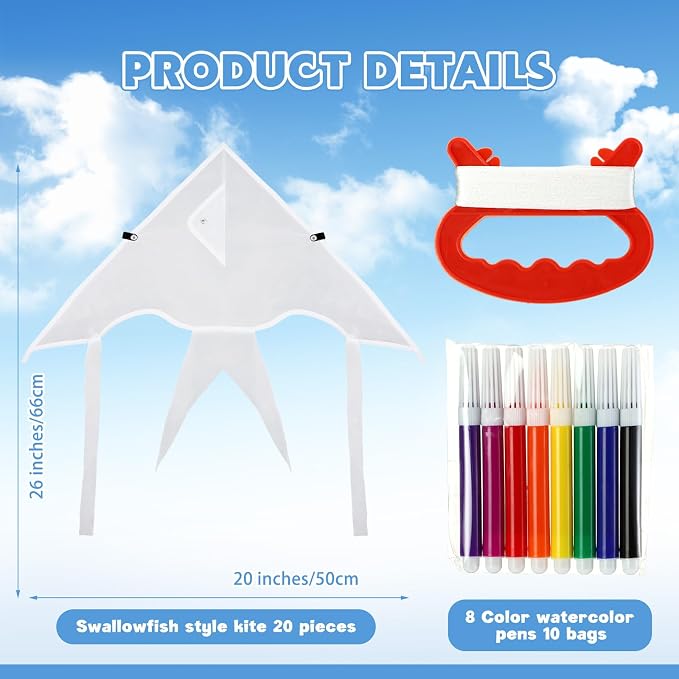 Syhood 60 Pcs DIY Kite Bulk Blank Kite Making Kit - Image 2