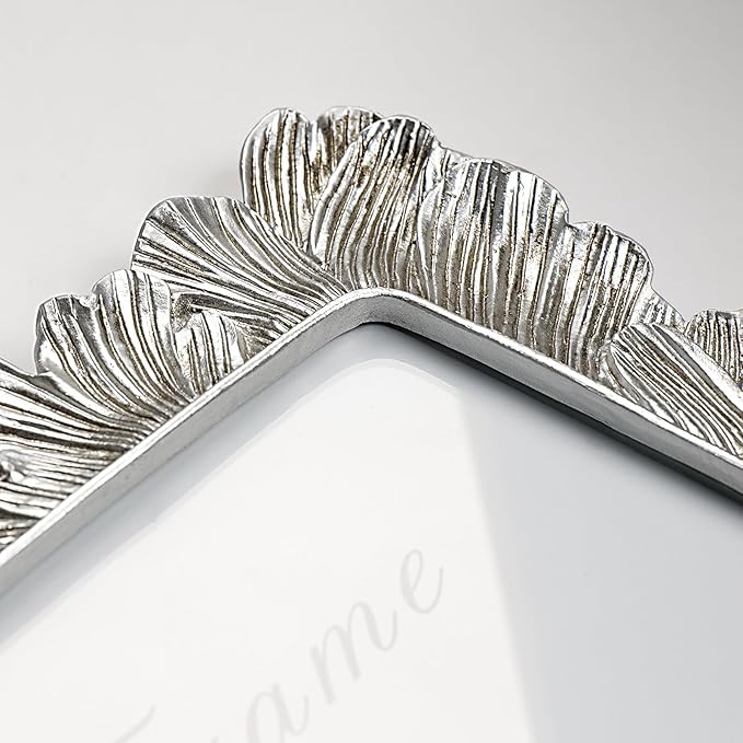 Cuspin Silver 8x10 Picture Frame, Vintage Silver Ornate Palm Leaves Textured - Image 5