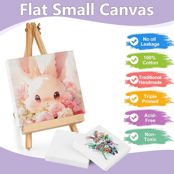 ESRICH Mini Canvases for Painting, 3x3IN Canvas in Bulk 64Pack, 2/5In Profile - Image 3