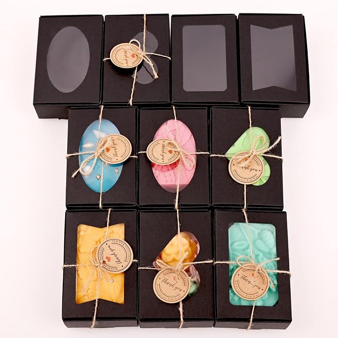 32 PCS Black Soap Boxes for Homemade Soap, 3.54 X 2.36 X 1.18 Inch Soap - Image 7