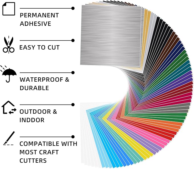 Permanent Vinyl, 72 Pack Permanent Adhesive Vinyl Sheets - Image 2