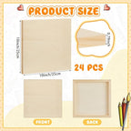 Barydat 24 Pcs Wood Panels for Painting 10'' x 10'' Unfinished Wood Canvas - Image 2