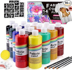 Colorful Permanent Fabric Paint Set, 14 Colors 16.7oz Textile Paint by colorful