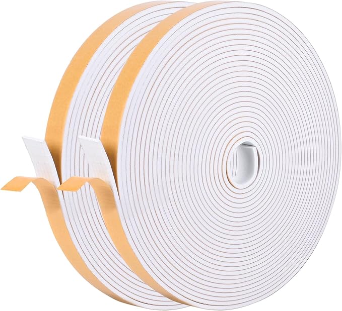 Self Adhesive Foam Tape Weatherstrip 1/2in x 1/4in x 42Ft High Density Foam by Kikerike