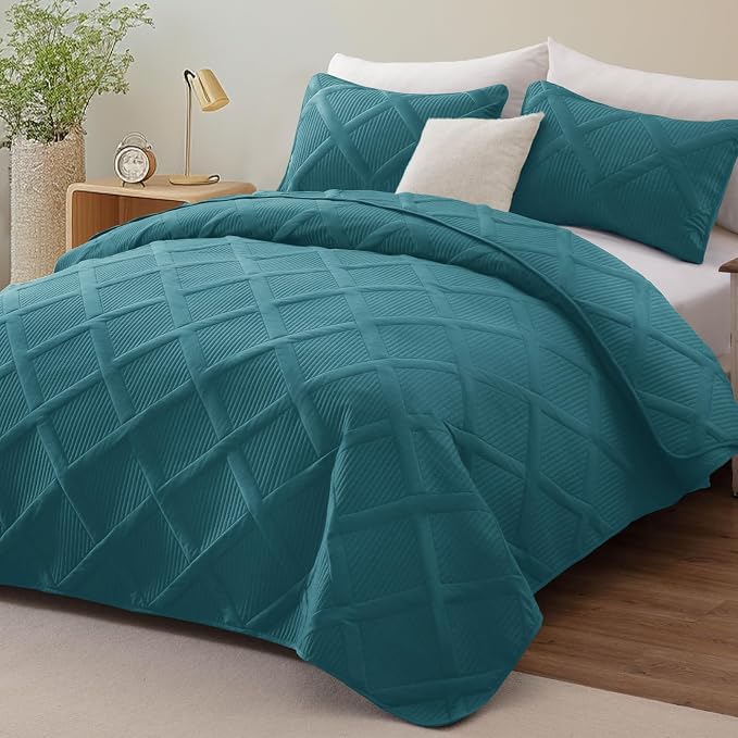 Exclusivo Mezcla King Quilt Set- Teal Quilts Bedding Set - Image 2