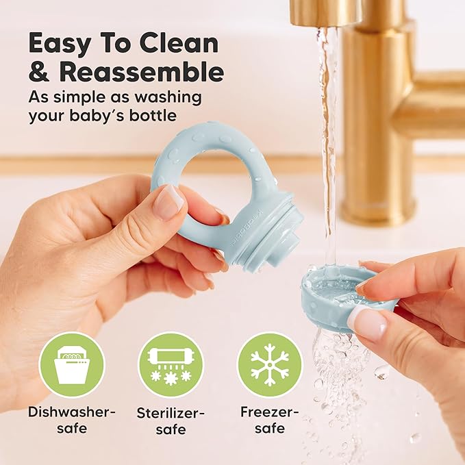 KeaBabies Baby Fruit Feeder 2pk - Silicone Baby Food Feeder for Babies 6-12 Months, Breast Milk Popsicle for Teething, Weaning, Freeze Frozen Solid Food, BPA-Free Infant Feeding Essential (Peace)