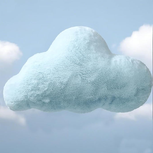 YRXRUS Cloud Pillows, Blue Cloud Shaped Pillow, Decorative Throw Pillow Gifts, Cute Plush Room Decor, Fluffy Faux Rabbit Fur 9.5"x16" Pillows for Living Bedroom Kids Room
