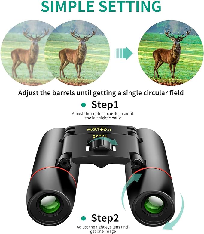 POLDR 12X25 Small Pocket Binoculars Compact Adults, Mini Kids Binoculars Boys - Image 4
