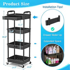 SUNALLY 4 Tier Rolling Utility Cart - Image 2