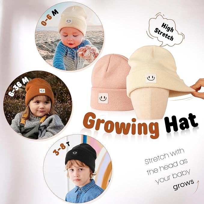 FURTALK Baby Beanie Cute Toddler Winter Hat Knit Boys Girls Warm 2 Pack Kids Embroidered Beanies Cap for 0-8 Years