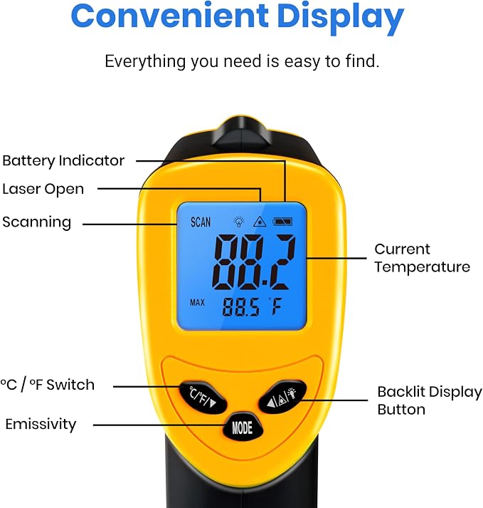 Etekcity Infrared Thermometer Laser Temperature Gun, -58°F~1130°F | Cooking - Image 9