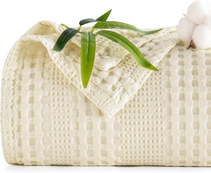 PHF Cooling Waffle Blanket Queen Size, Lightweight 60% Rayon from Bamboo & 40% by PHF