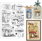 GLOBLELAND Vintage Mushrooms Clear Stamps Retro Texture Silicone Clear Stamp by GLOBLELAND