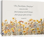 YOXORDQ Christian Floral Canvas Wall Art Jeremiah 29:11 Picture Print Yellow by YOXORDQwallart