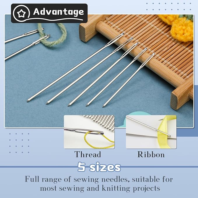 TLKKUE 100/40 Pcs Steel Large-Eye Blunt Needles, Tapestry Needle - Image 6