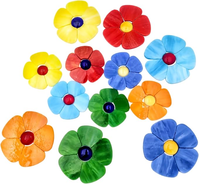 Esweny 12 Flower Stained Glass Mosaic Tiles by Esweny