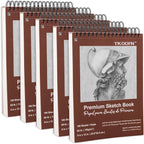 TKOOFN 5 Pack 9" x 12" Sketch Book Bulk, Top Spiral Bound Premium Sketchbook by TKOOFN