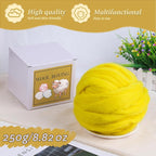 QMNNMA Wool Roving Bulk, 8.82oz Needle Felting Wool, Wool Roving Top-Yellow | - Image 2