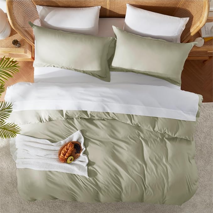 Nestl Light Sage California King Duvet Cover Sets - Image 5