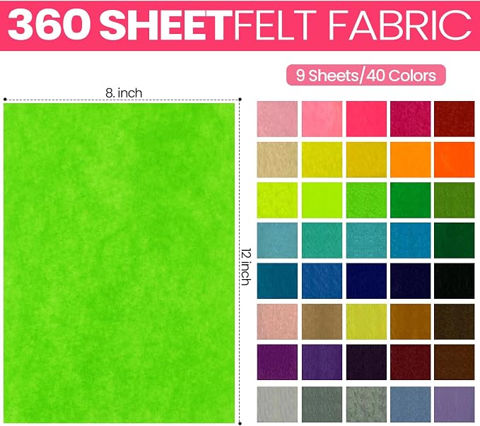 Reginary 360 Pcs 12 x 8 Inch Felt Sheets Bulk - Image 2