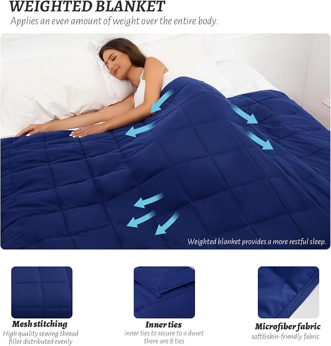 Weighted Blanket 41''x60''x7lbs Weighted Blankets NavyBlue heavey Blanket - Image 4