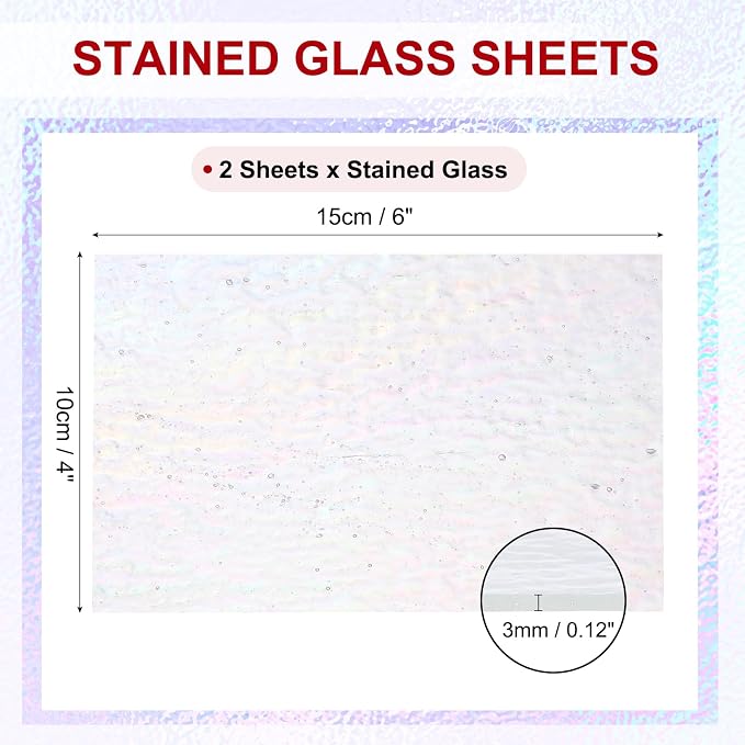 PATIKIL 4 x 6 Inch Transparent Stained Glass Sheets, 2 Sheets Mosaic Glass - Image 2