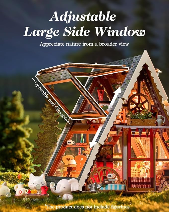 Rolife DIY Miniature House Kit for Adults, A-Frame Cabin Mini Wooden Dollhouse - Image 4