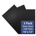 3 Pack Black Plastic Sheet 12x16x0.08 in Flexible High Tensile Plastic Sheets by Polvtor
