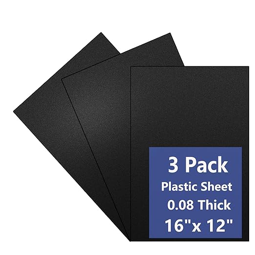 3 Pack Black Plastic Sheet 12x16x0.08 in Flexible High Tensile Plastic Sheets by Polvtor