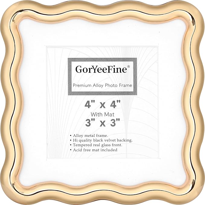 High-End Gold 4x4'' Square Zinc Alloy Picture Frames, by GorYeeFine