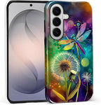 for Samsung Galaxy S26 Case, Dragonfly Dandelion Colorful Pattern Glossy 2 in 1 by Teonvpu
