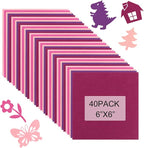 40 Pcs Stiff Felt Fabric Sheet for Crafts, 1mm Thick and 6”x6”Pink Series Felt by Tiparts