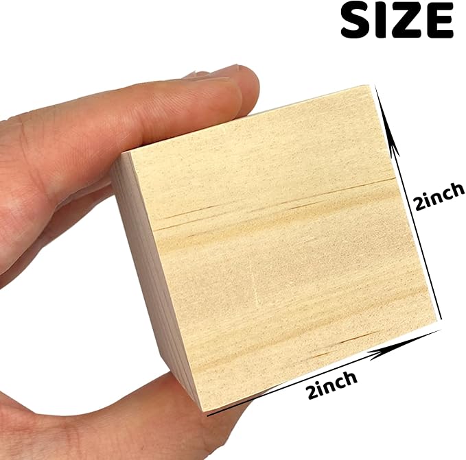 MUXGOA Wood Blocks for Crafts, 2 Inch Unfinished Wooden Cubes Natural Wood - Image 2