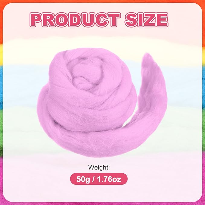 MECCANIXITY Wool Roving Yarn Soft Felting Wool 50g/1.76oz Pure Chunky Roving - Image 2