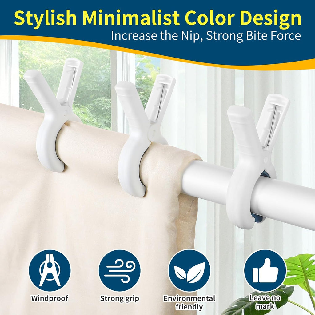 Senbowe 12 Pack Beach Towel Clips, Heavy Duty Plastic Clothes Pins, Windproof Clothes Clips to Dry on Clothesline and Hanging Rack