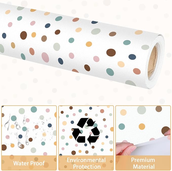 Qyeahkj Boho Dot Bulletin Board Paper Roll Boho Polka Dot Bulletin Board - Image 3