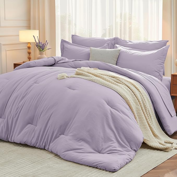 MUXHOMO 7 Pieces Queen Comforter Set, Soft Bed in a Bag Queen Size, All Season by MUXHOMO