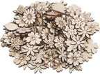 100 PCS Unfinished Wood Flowers Wood Slice Leaf Pattern Cutouts Mini Wooden by Unknown