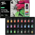 Mont Marte Drawing Ink Colors Signature 24pc x 0.24 US fl.oz, Art Set Includes by MontMarte
