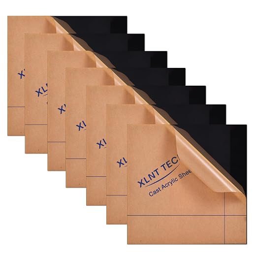 6 PCS Black Cast Acrylic Opaque Plastic Sheet 8 x 8 Inch, by MaterialsParts