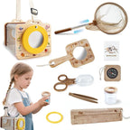 Wooden Insect Observation Kit for Kids, Insect Habitat Cage, Butterfly Net by OKKIC