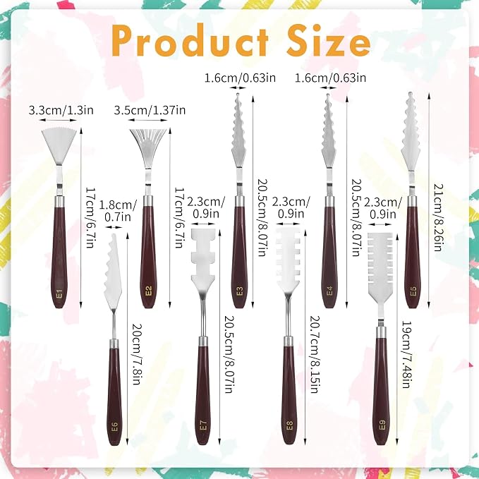27 Pcs Palette Knife Set, Stainless Steel Painting Knife Set Wood Handle - Image 7