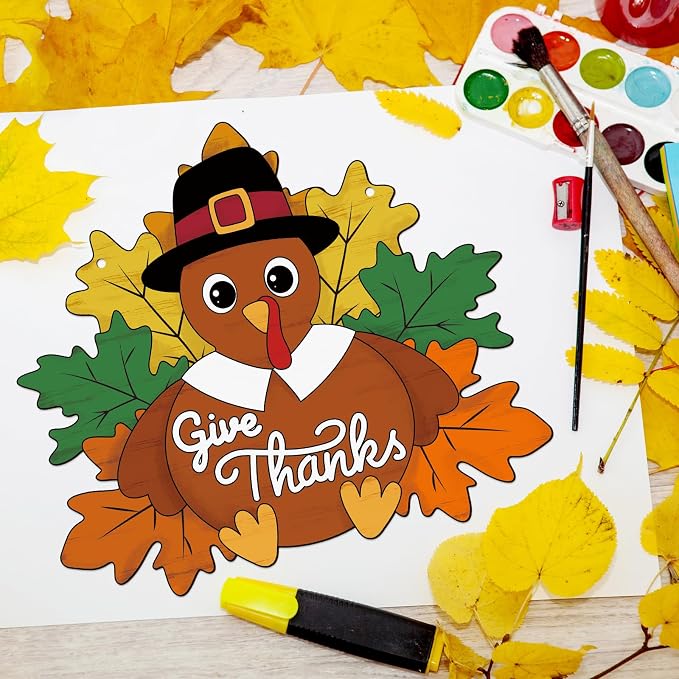 Paintable Thanksgiving Ornaments 3 Sets, Wooden Turkey Ornaments to Paint - Image 7