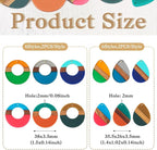 FASHEWELRY 24Pcs Mixed Color Resin Wood Earring Charms Round Wooden Earring - Image 2