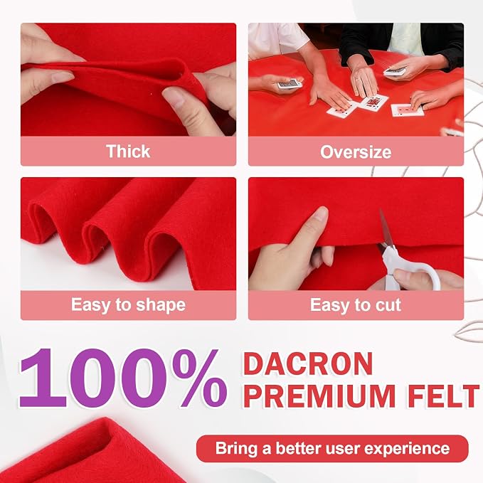 XSEINO Red Large Felt Fabric 72" X 36 ", 1.4 mm Thick Soft Felt Fabric Sheet - Image 4